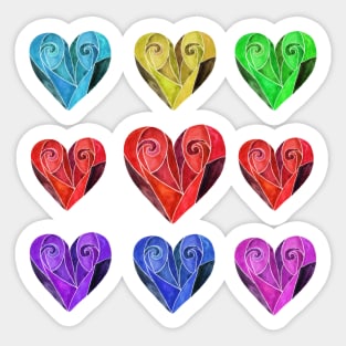 Multi-colored Hearts Sticker